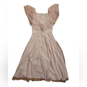 Ruffled Sleeve Vintage Style Elegant Cream MIDI Dress!